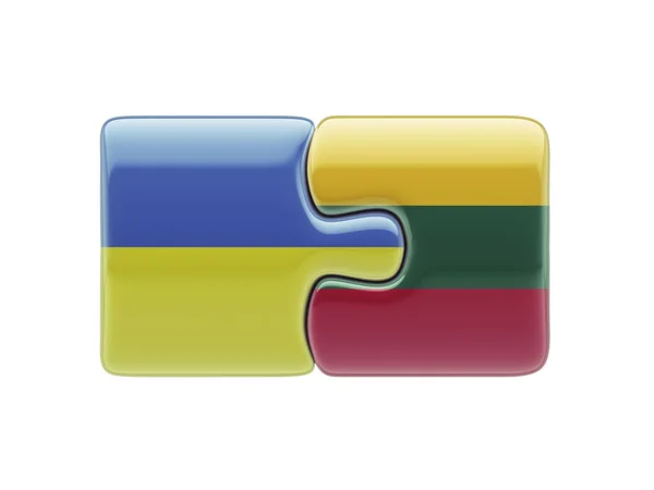 Litauen Ukraina pussel koncept — Stockfoto