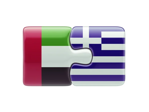 Griechenland vereint Arabische Emirate Puzzle-Konzept — Stockfoto