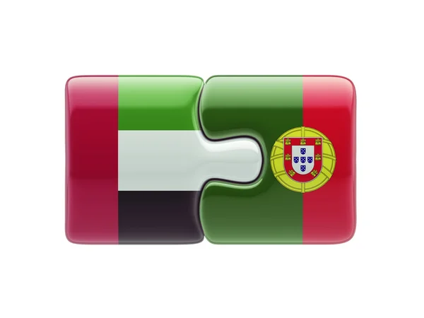 Conceito de quebra-cabeça do Portugal nos Emirados Árabes Unidos — Fotografia de Stock