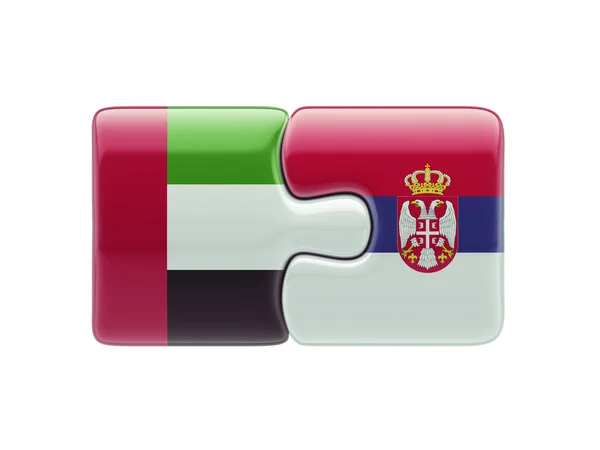 Serbia United Arab Emirates Puzzle Concept — Stock Photo, Image