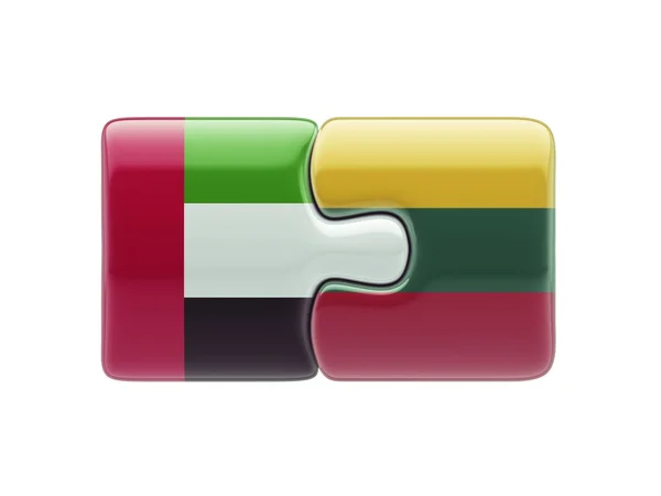 Lituania Emirati Arabi Uniti Puzzle Concept — Foto Stock