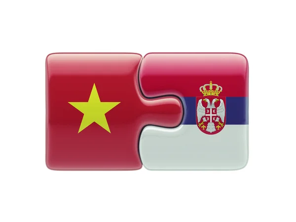 Serbien Vietnam Puzzle-Konzept — Stockfoto