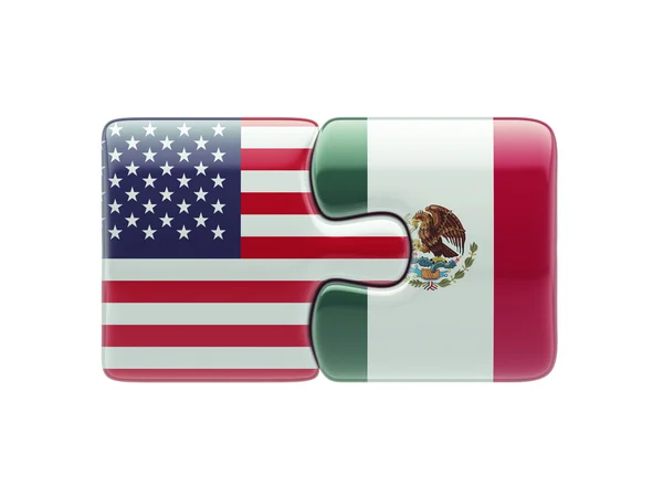 Estados Unidos México Puzzle Concept —  Fotos de Stock