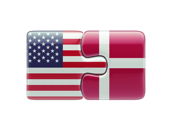 United States Denmark  Puzzle Concept — Stock Photo, Image