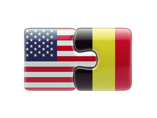 Konsep Puzzle Belgia Amerika Serikat — Stok Foto