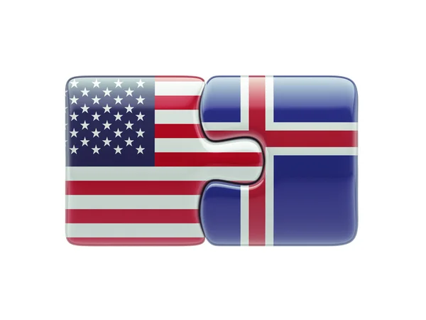 Islandia Estados Unidos Puzzle Concepto — Foto de Stock