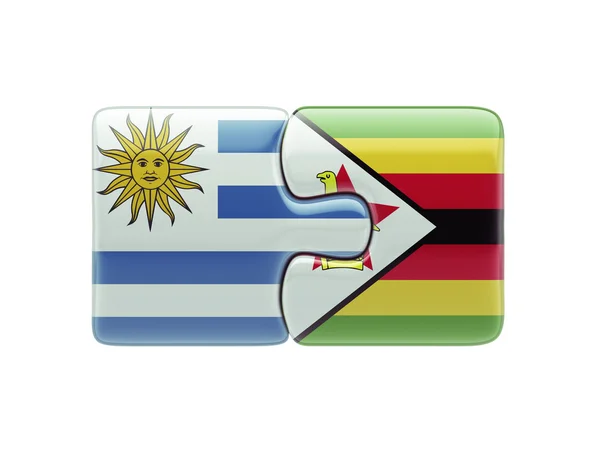 Zimbabwe Uruguay pussel koncept — Stockfoto
