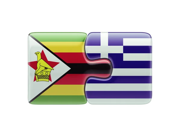 Zimbabwe Grecia Puzzle Concepto — Foto de Stock