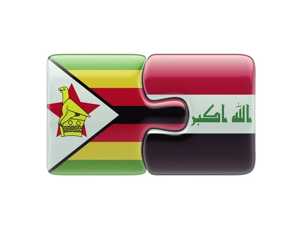 Zimbabwe Iraq  Puzzle Concept — Stock Photo, Image