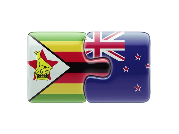 Zimbabwe New Zealand  Puzzle Concept — Stock Photo, Image