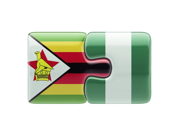 Zimbabwe Nigeria  Puzzle Concept — Stock Photo, Image