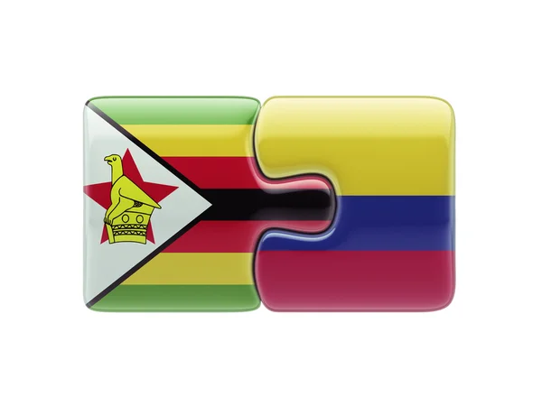 Zimbabwe Colombia  Puzzle Concept — Stock Photo, Image