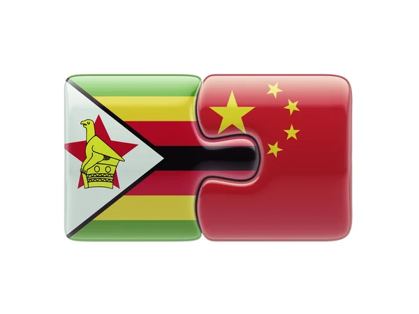 Zimbabwe China Puzzle-Konzept — Stockfoto