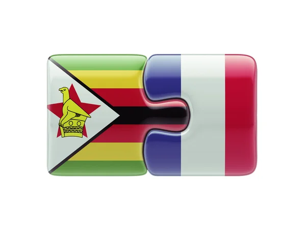 Zimbabwe Francia Puzzle Concepto — Foto de Stock