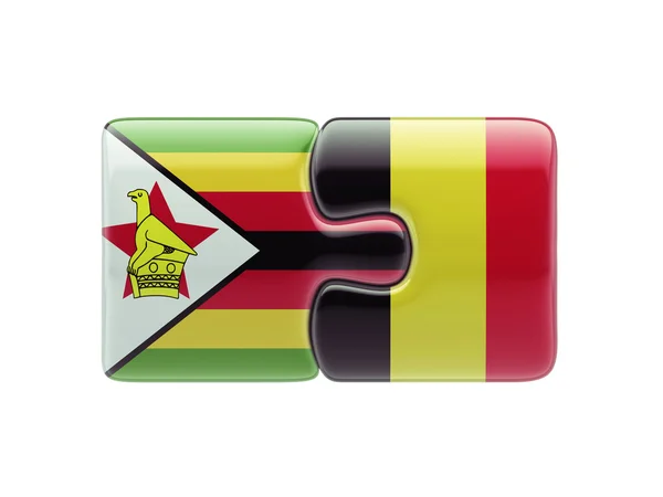 Zimbabwe Bélgica Puzzle Concepto —  Fotos de Stock