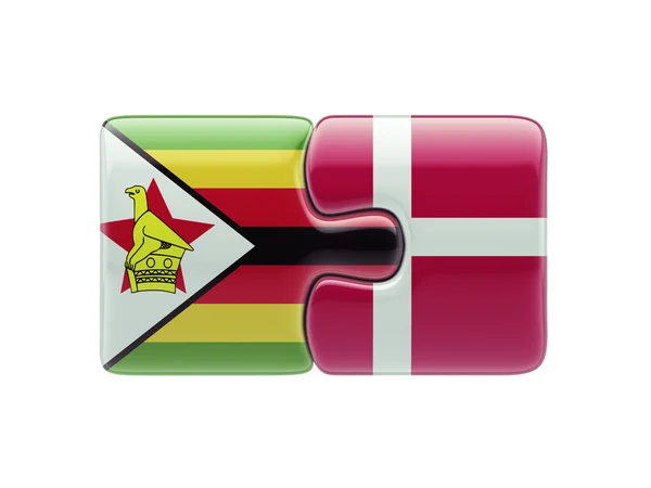 Zimbabwe Dinamarca Puzzle Concepto — Foto de Stock