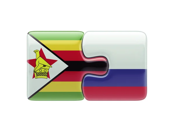 Russia Zimbabwe  Puzzle Concept — Stock Photo, Image