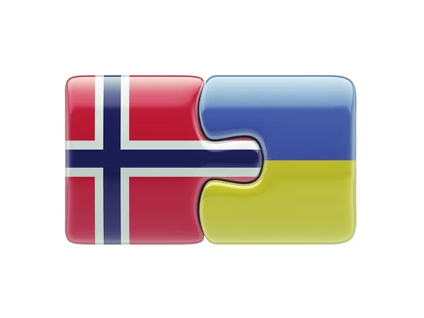 Norge Ukraina pussel koncept — Stockfoto