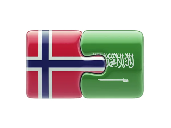 Arabia Saudita Noruega Puzzle Concepto — Foto de Stock