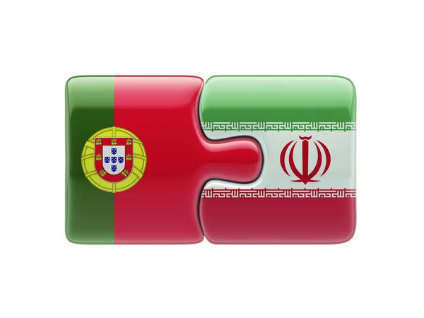 Portugal Iran pussel koncept — Stockfoto