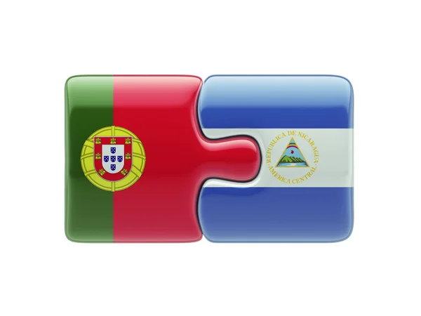 Portugal Nicaragua Puzzle Concepto —  Fotos de Stock
