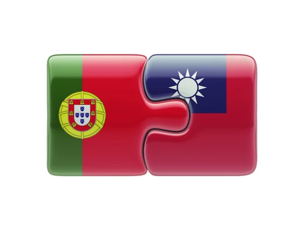 Portugal Taiwán Puzzle Concepto — Foto de Stock