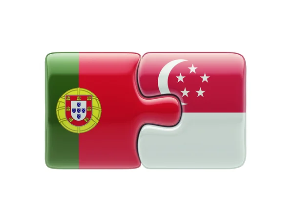 Singapur Portugal Puzzle Concepto —  Fotos de Stock