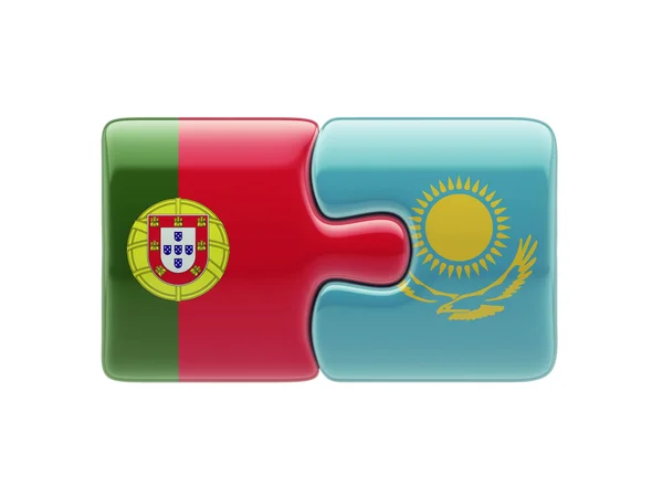 Kazakhstan Portugal  Puzzle Concept — Stock Photo, Image