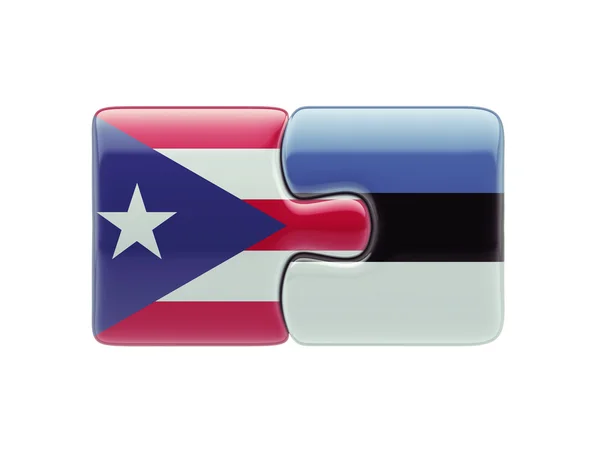 Concepto de Puzzle de Puerto Rico de Estonia — Foto de Stock
