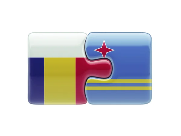 Romania Aruba Puzzle Concept — Stock Photo, Image