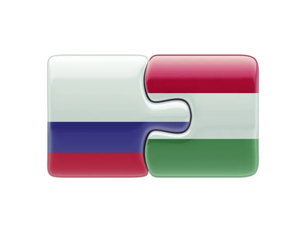 Russia Hungary  Puzzle Concept — Stock Photo, Image