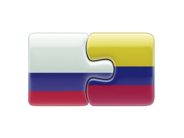Rússia Colômbia Puzzle Concept — Fotografia de Stock