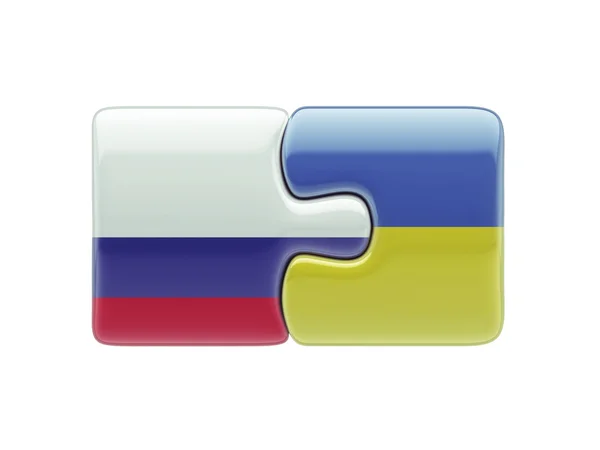 Russia Ucraina Puzzle Concept — Foto Stock