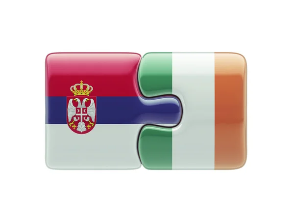 Srbsko Irsko Puzzle koncept — Stock fotografie