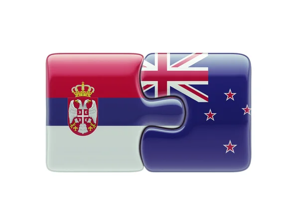 Serbia New Zealand  Puzzle Concept — Stock Photo, Image