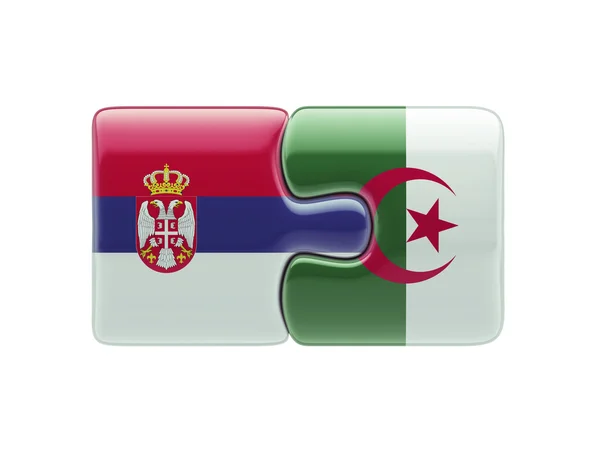 セルビア アルジェリア パズル コンセプト — ストック写真