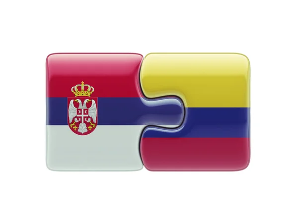 Concetto di Puzzle di Serbia Colombia — Foto Stock