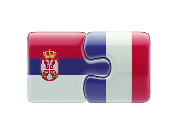 Serbia Francia Puzzle Concepto —  Fotos de Stock