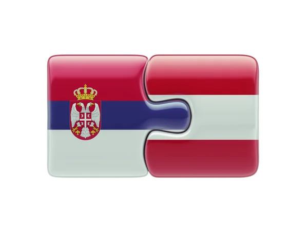 Concetto di Puzzle di Serbia Austria — Foto Stock
