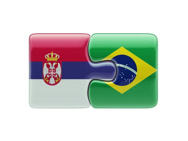 Serbia Brazil  Puzzle Concept — Stock Photo, Image