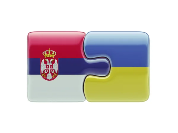 Serbia Ukraine  Puzzle Concept — Stock Photo, Image