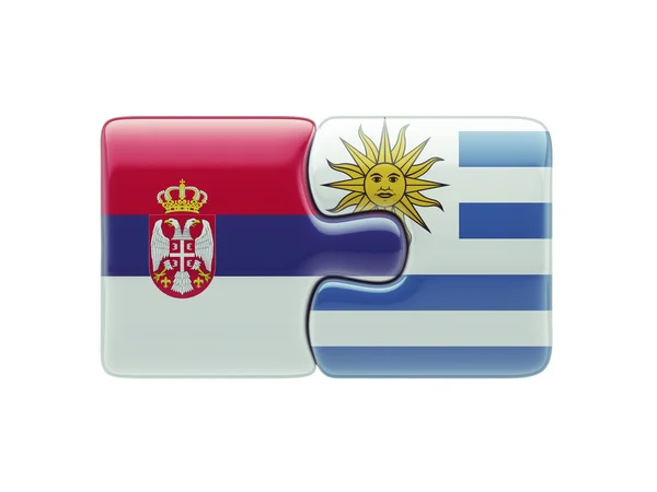 Serbien Uruguay pussel koncept — Stockfoto