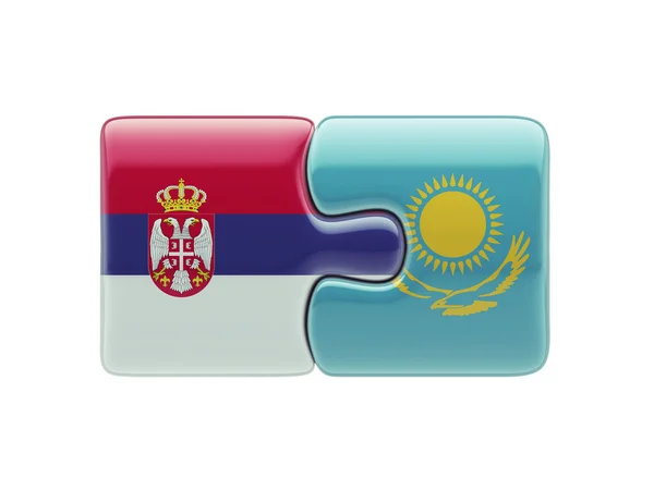 Kazakistan Serbia Puzzle Concept — Foto Stock