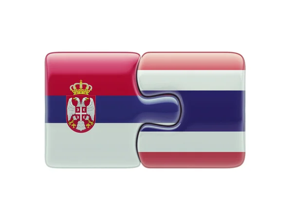 Tailândia Sérvia Puzzle Concept — Fotografia de Stock