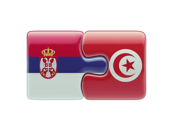 Túnez Serbia Puzzle Concepto — Foto de Stock