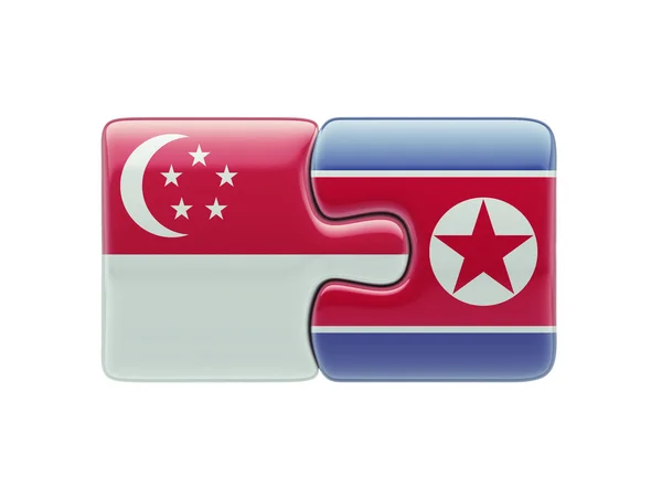 Singapore North Korea  Puzzle Concept — Stock Photo, Image