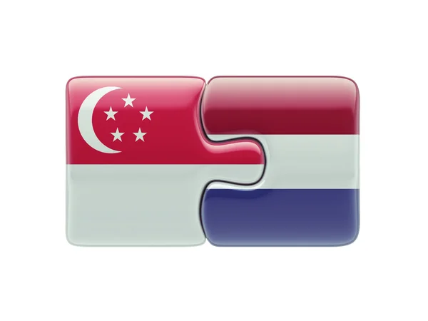 Singapore Niederlande Puzzle-Konzept — Stockfoto