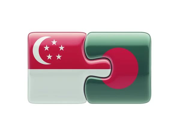 Concetto di Puzzle di Singapore Bangladesh — Foto Stock