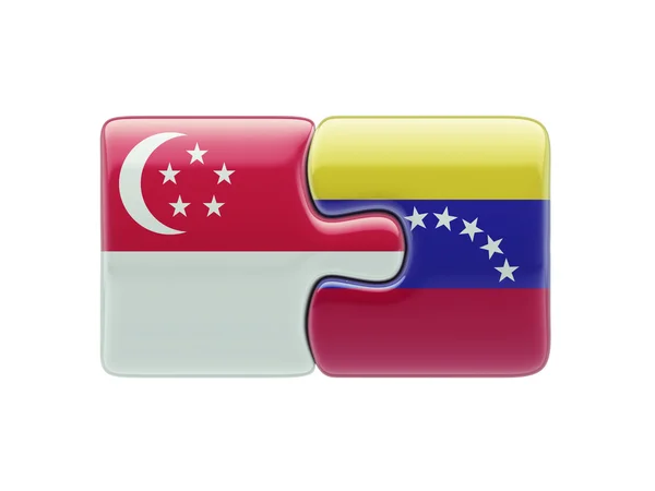 Singapore Venezuela  Puzzle Concept — Stock Photo, Image