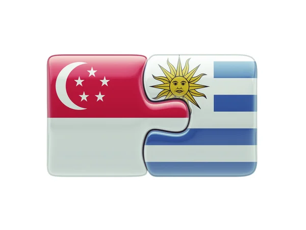 Concetto di Puzzle di Singapore Uruguay — Foto Stock